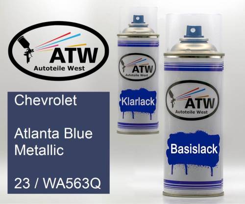 Chevrolet, Atlanta Blue Metallic, 23 / WA563Q: 400ml Sprühdose + 400ml Klarlack - Set, von ATW Autoteile West.